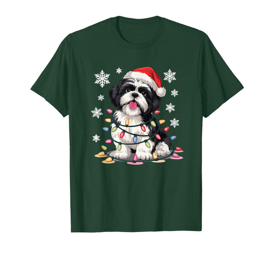 Christmas Dog Shih Tzu Santa Xmas Women Men Kids T-Shirt