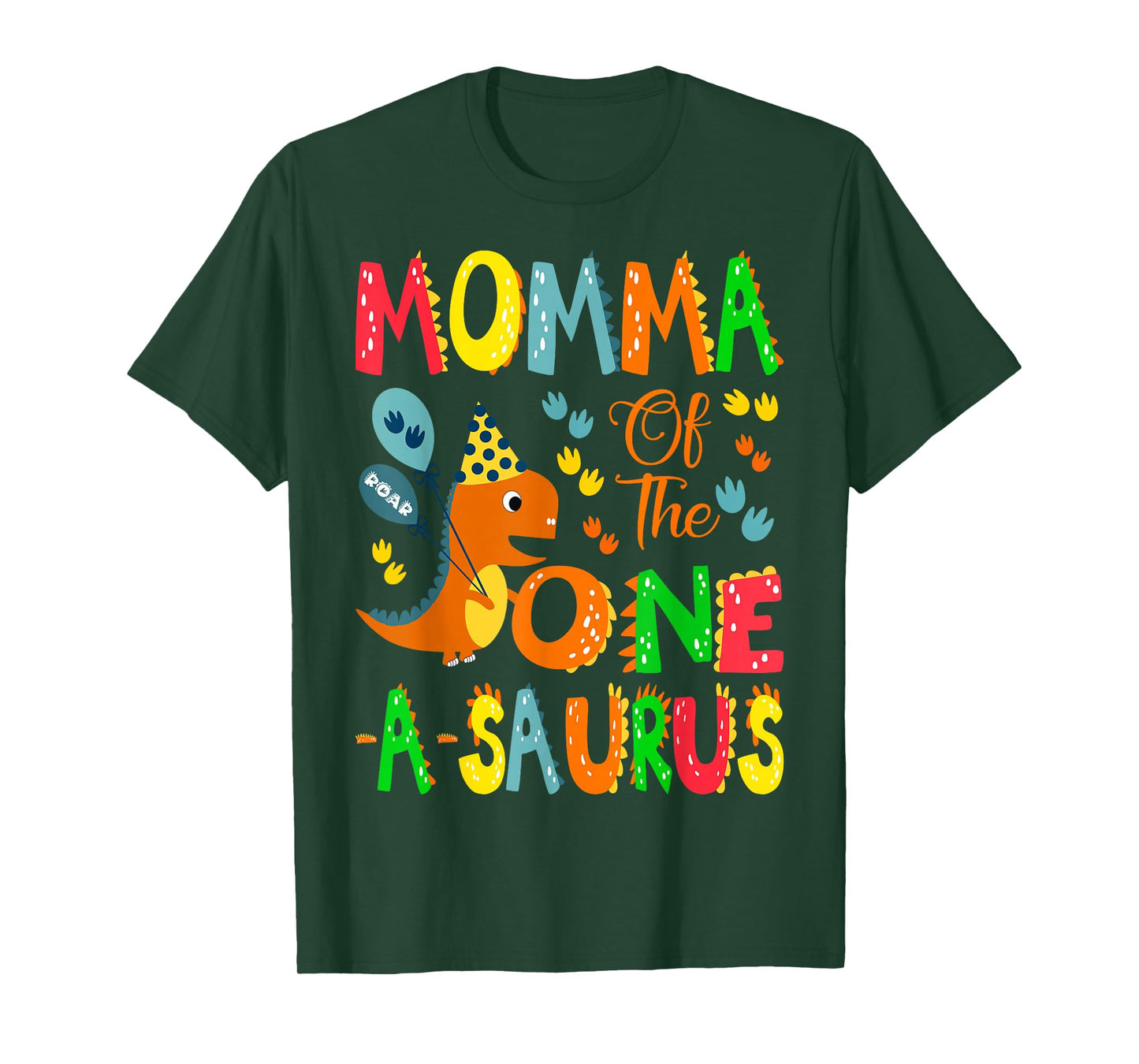 Momma of The One-A-Saurus 1st Birthday Boy Dinosaur Lover T-Shirt
