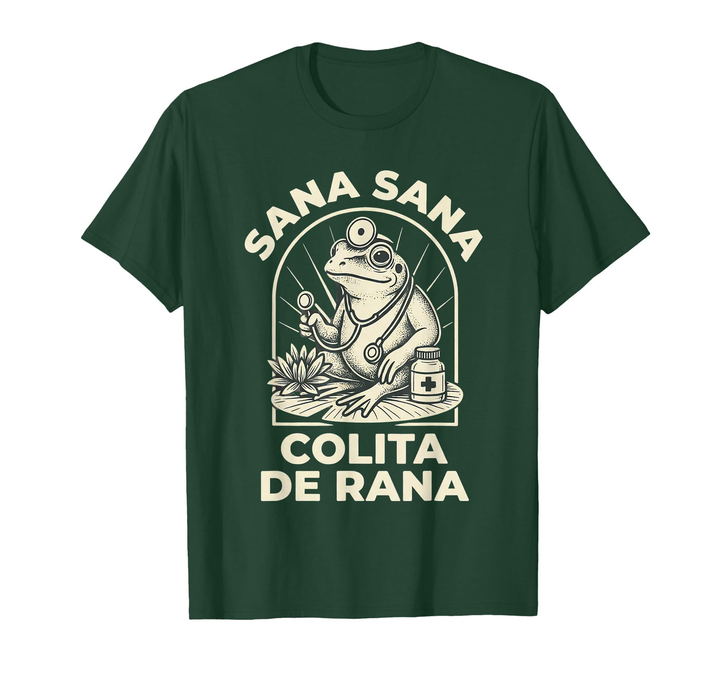 Funny Frog Sana Sana Colita De Rana Cute Mexican Nurse Retro T-Shirt