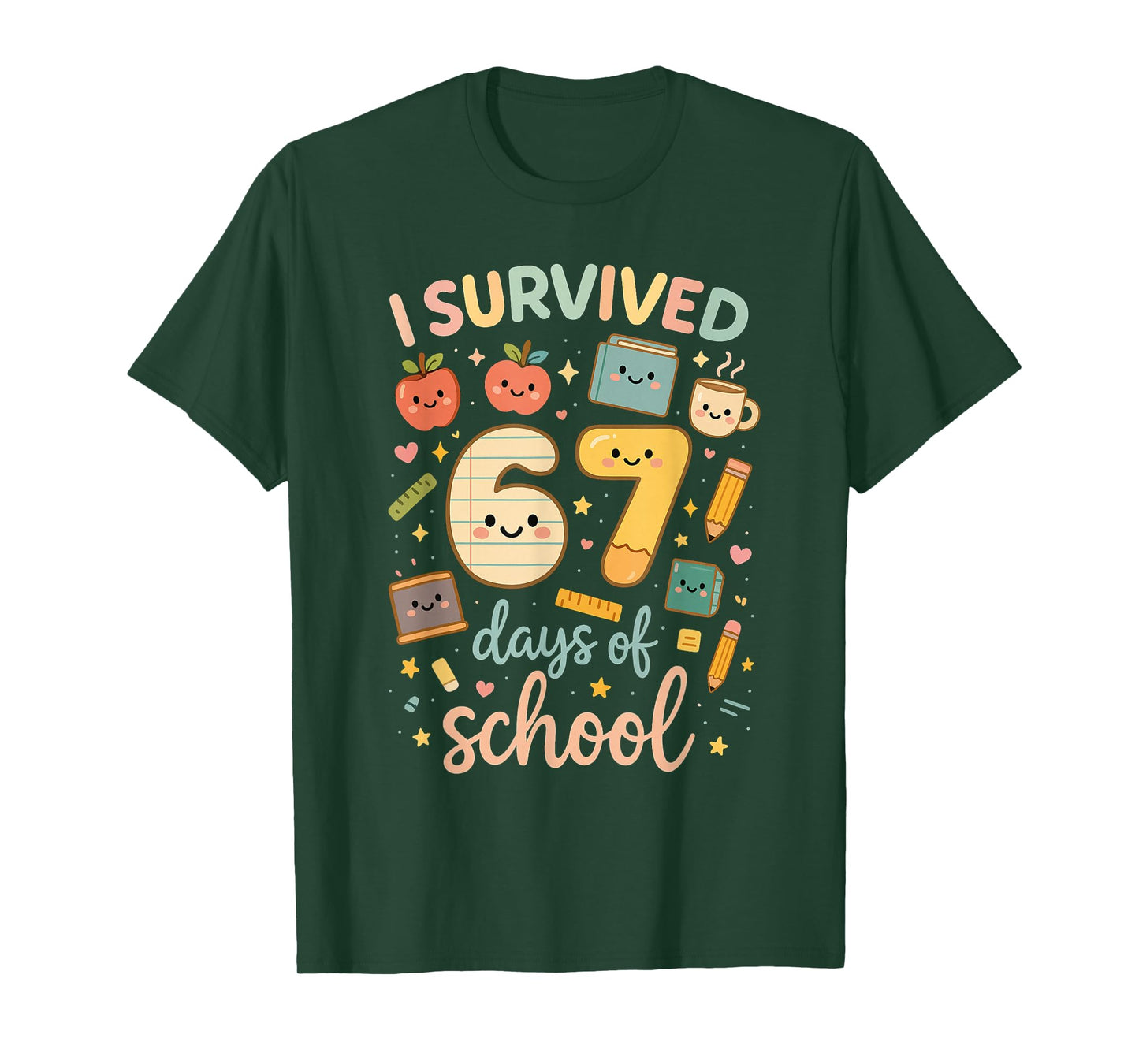 I Survived 67 Days of School | Funny Teacher & Student Meme T-Shirt