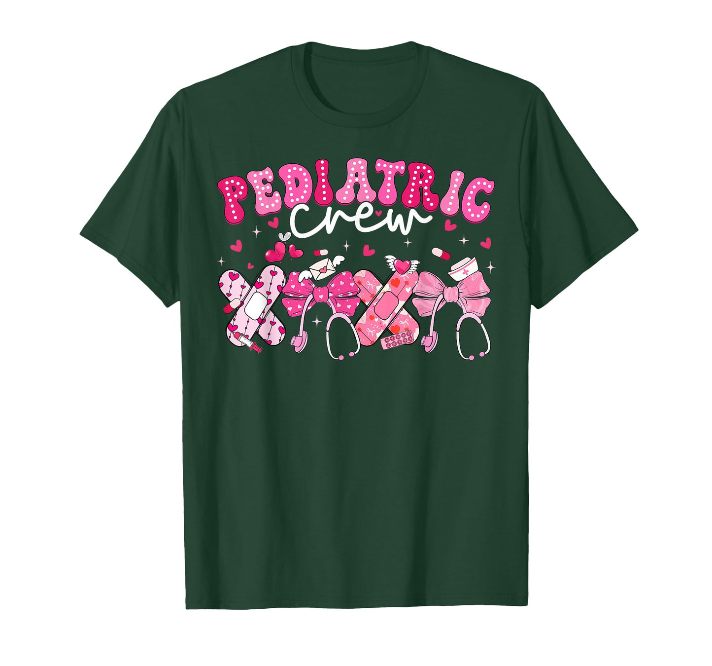 Valentine Pediatric Crew XOXO Nurse Coquette Bow Peds Women T-Shirt