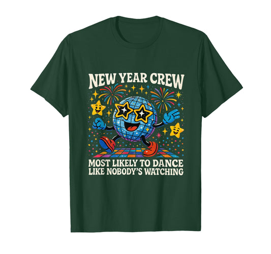 New Year Crew Most Likely to Dance Retro Party T-Shirt