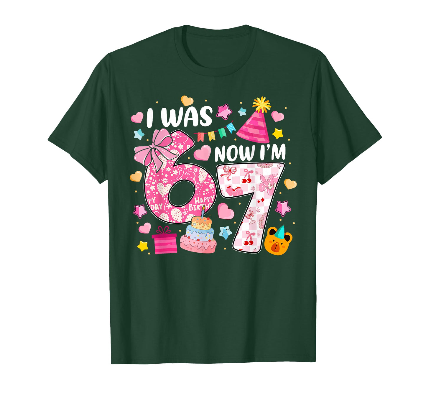 I was 6 Now I'm 7 Year Old Birthday 6 7 Birthday Kids Party T-Shirt