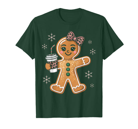 Gingerbread Coquette Leopard Christmas Bow Gifts T-Shirt