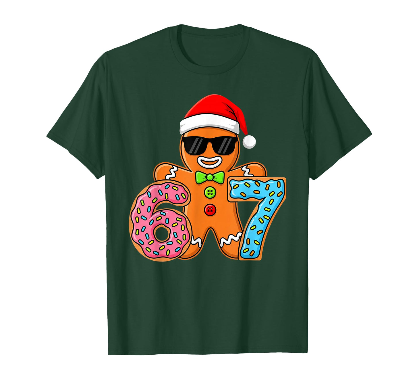 Funny Gingerbread Six Seven 67 Ice Cream Drip Christmas Boys T-Shirt