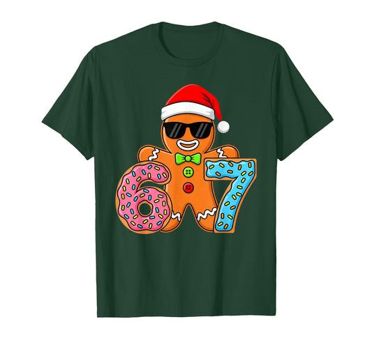 Funny Gingerbread Six Seven 67 Ice Cream Drip Christmas Boys T-Shirt