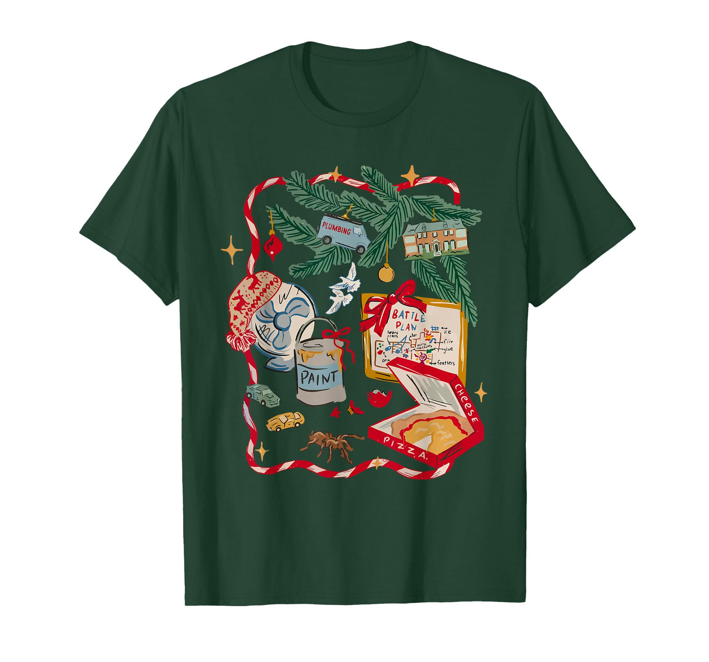 Funny Battle Plan Christmas Home Kids Hand Dawn Alone Xmas T-Shirt
