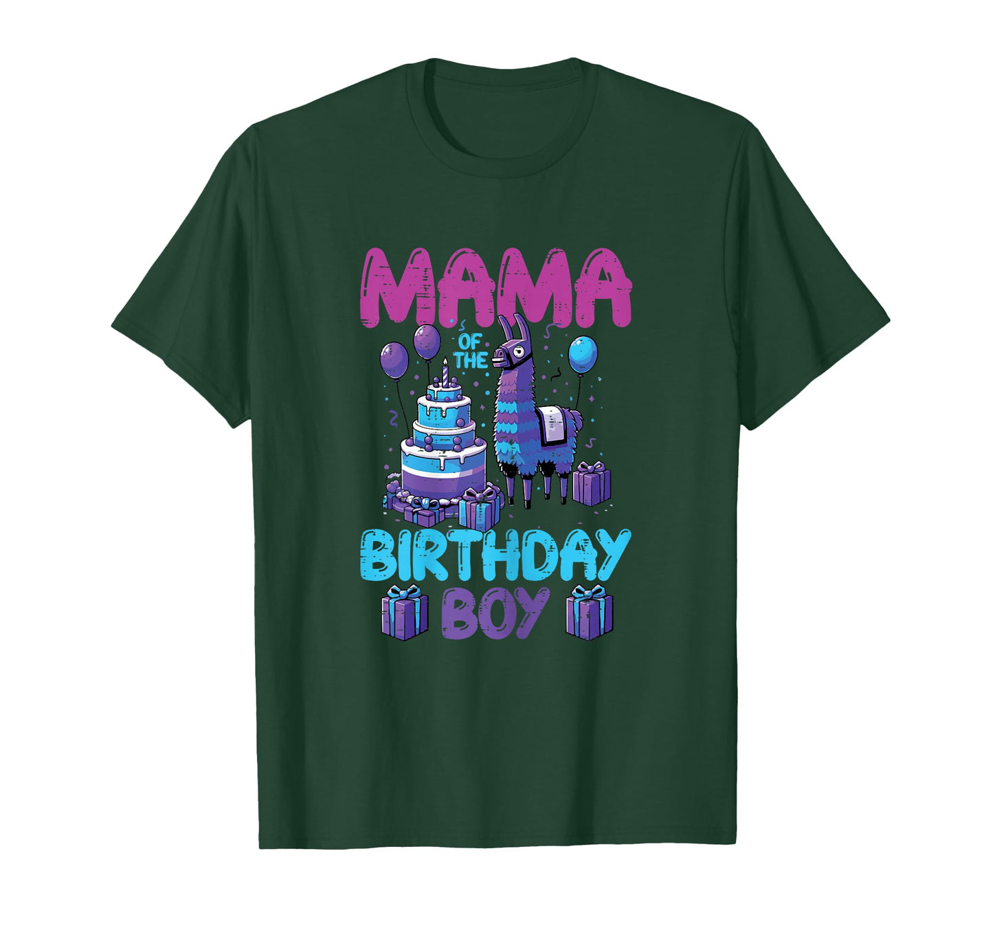 Mama of Birthday Boy Llama Pinata Party Family Match Women T-Shirt