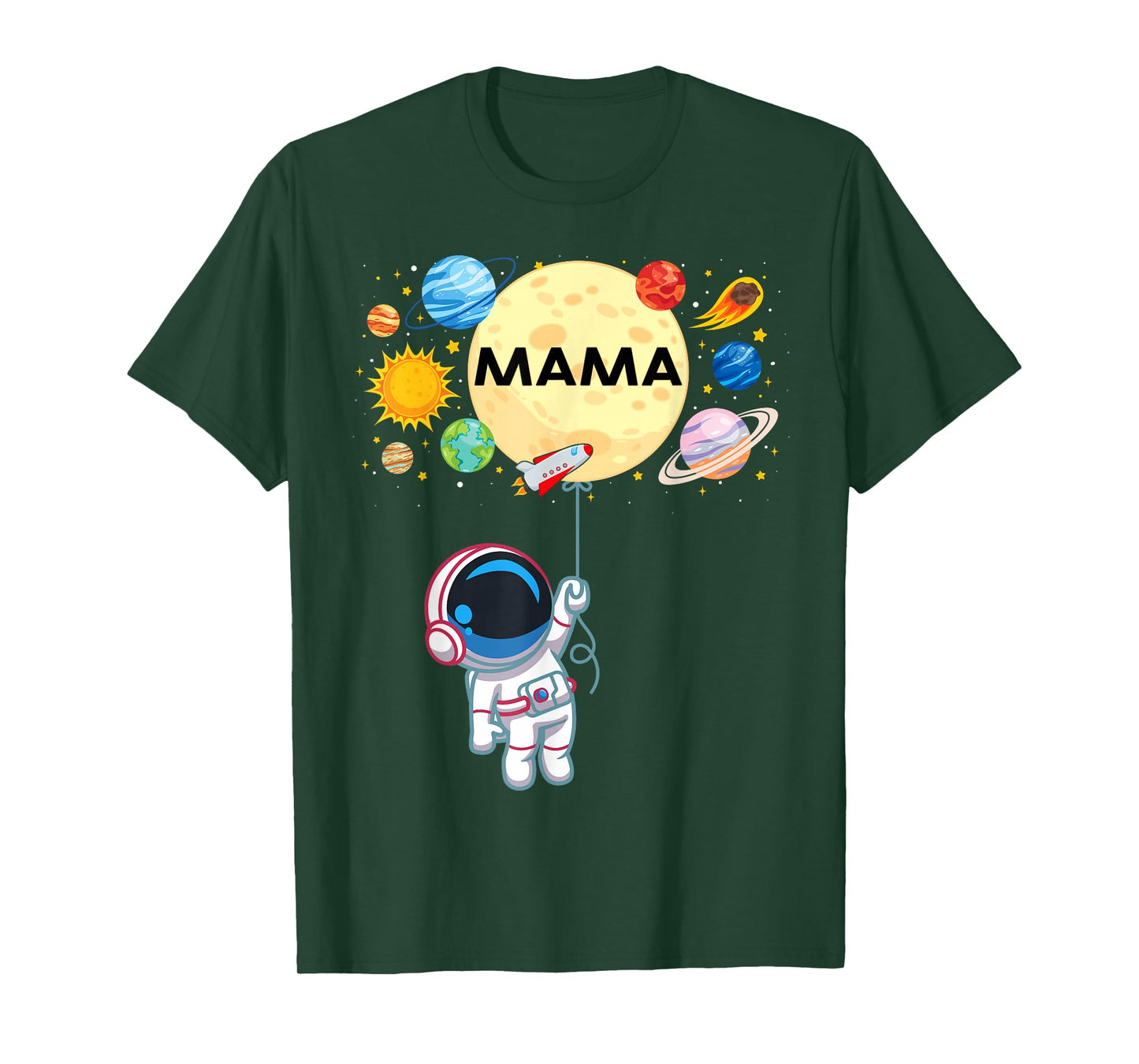 Mama of The Birthday Boy Astronaut Space Planets Family T-Shirt