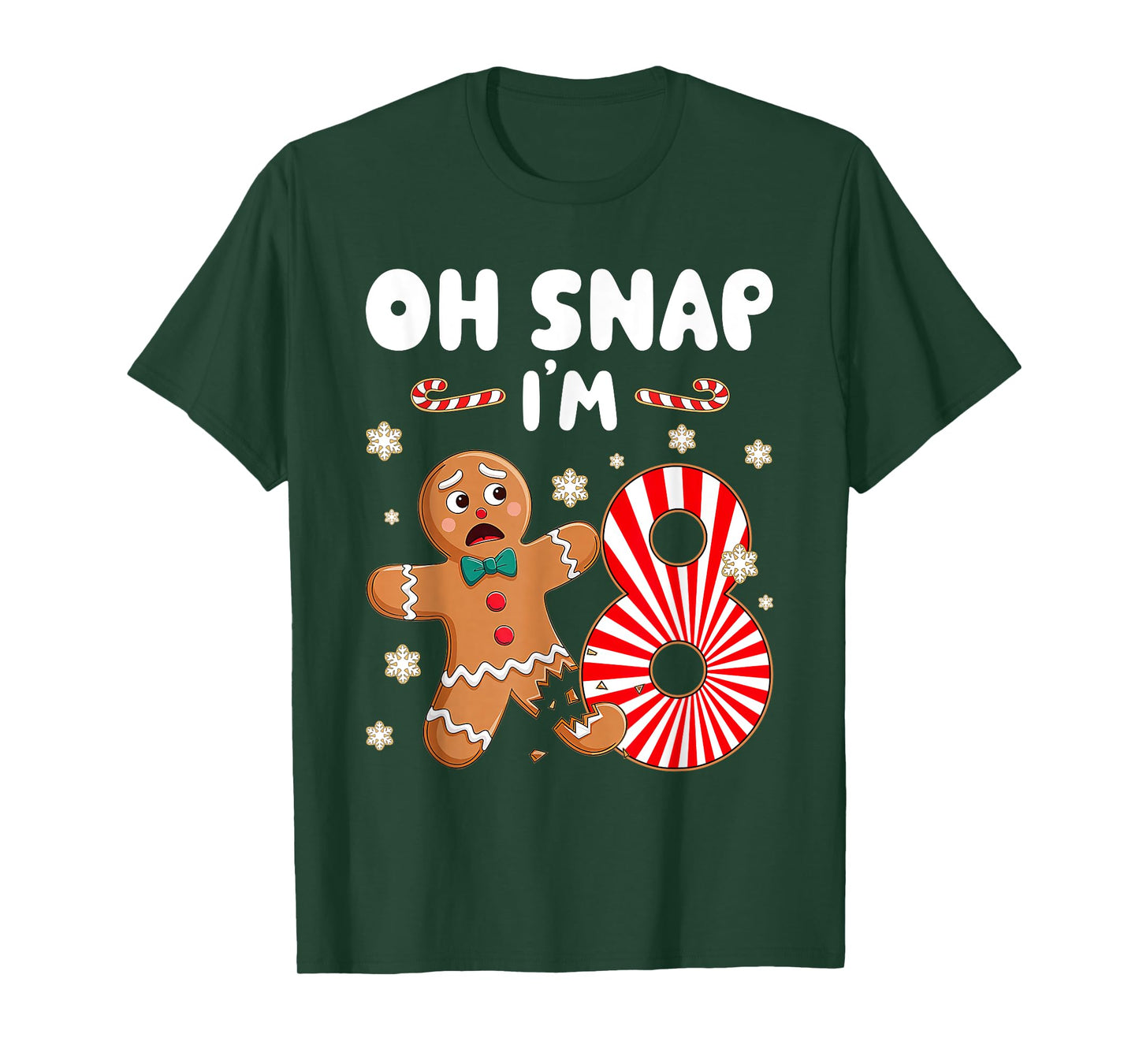 Christmas Oh Snap 8 Year Old Gingerbread Man 8th Birthday T-Shirt