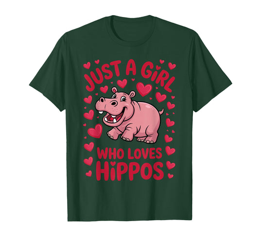 Cute Hippo Art for Women Girls Kid Hippopotamus Animal Hippo T-Shirt