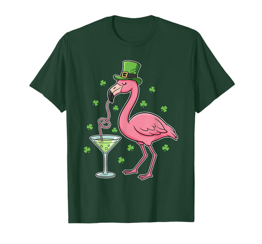 St Patricks Day Shirt Women, Irish Flamingo Leprechaun T-Shirt