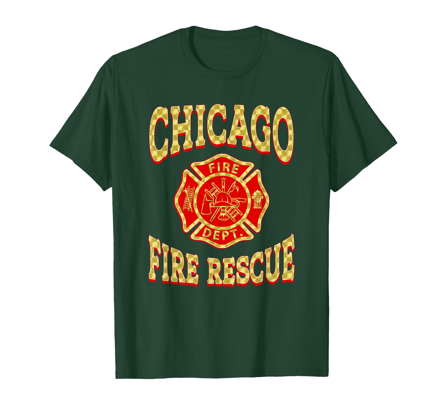 Retro Fire Department Chicago Firefighter Flag Rescue T-Shirt