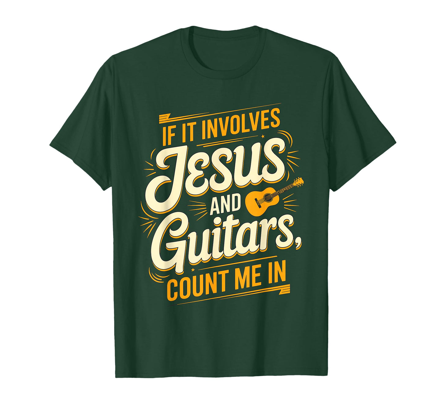 If It Involves Jesus and Guitars Count Me in Christian Musik T-Shirt
