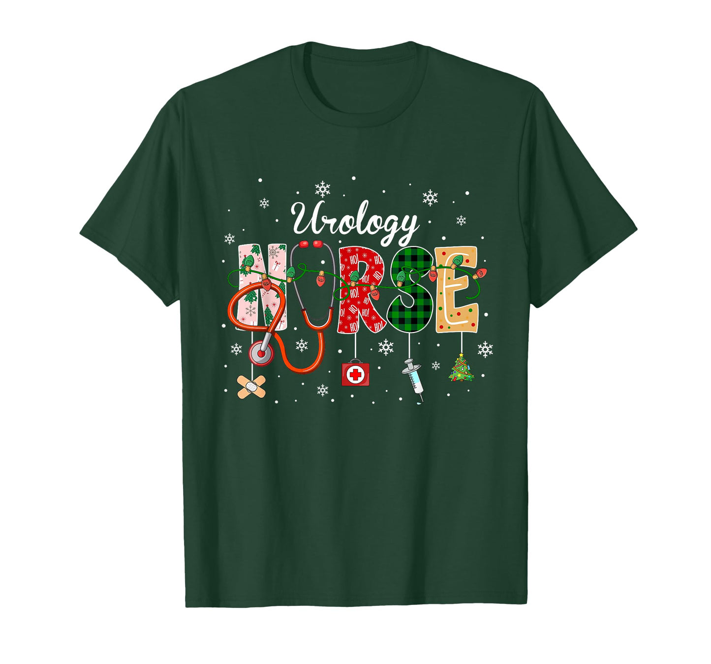 Urology Nurse Stethoscope Xmas Tree Cute Christmas T-Shirt