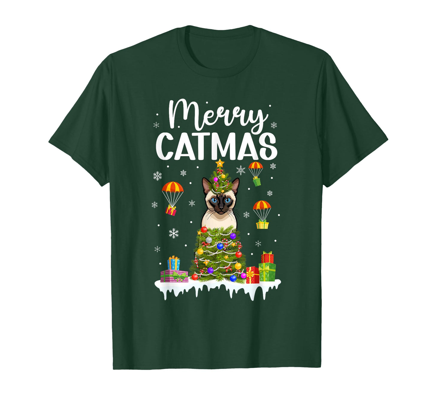 Merry Catmas Siamese Christmas Siamese Cat Xmas Party T-Shirt