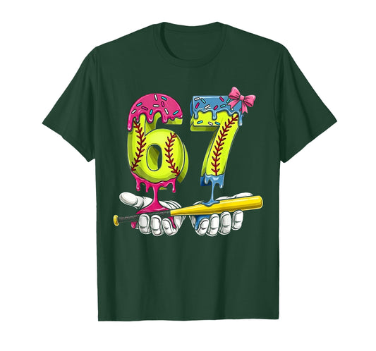Softball 67 Ice Cream Drip Six Seven Boys Funny Meme T-Shirt