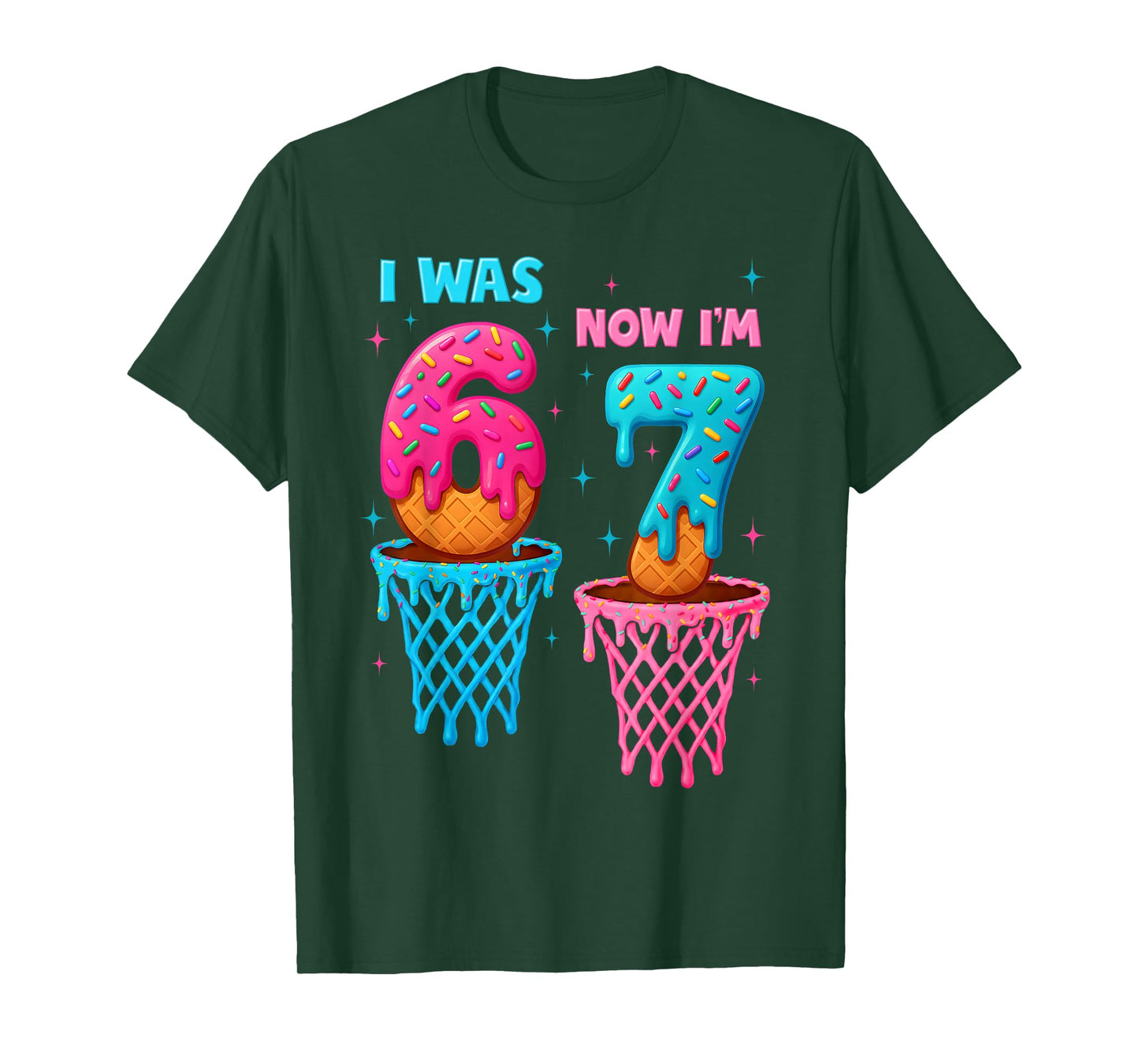 7 Year Old Birthday I was 6 Now I'm 7 67 Meme Funny for Kids T-Shirt