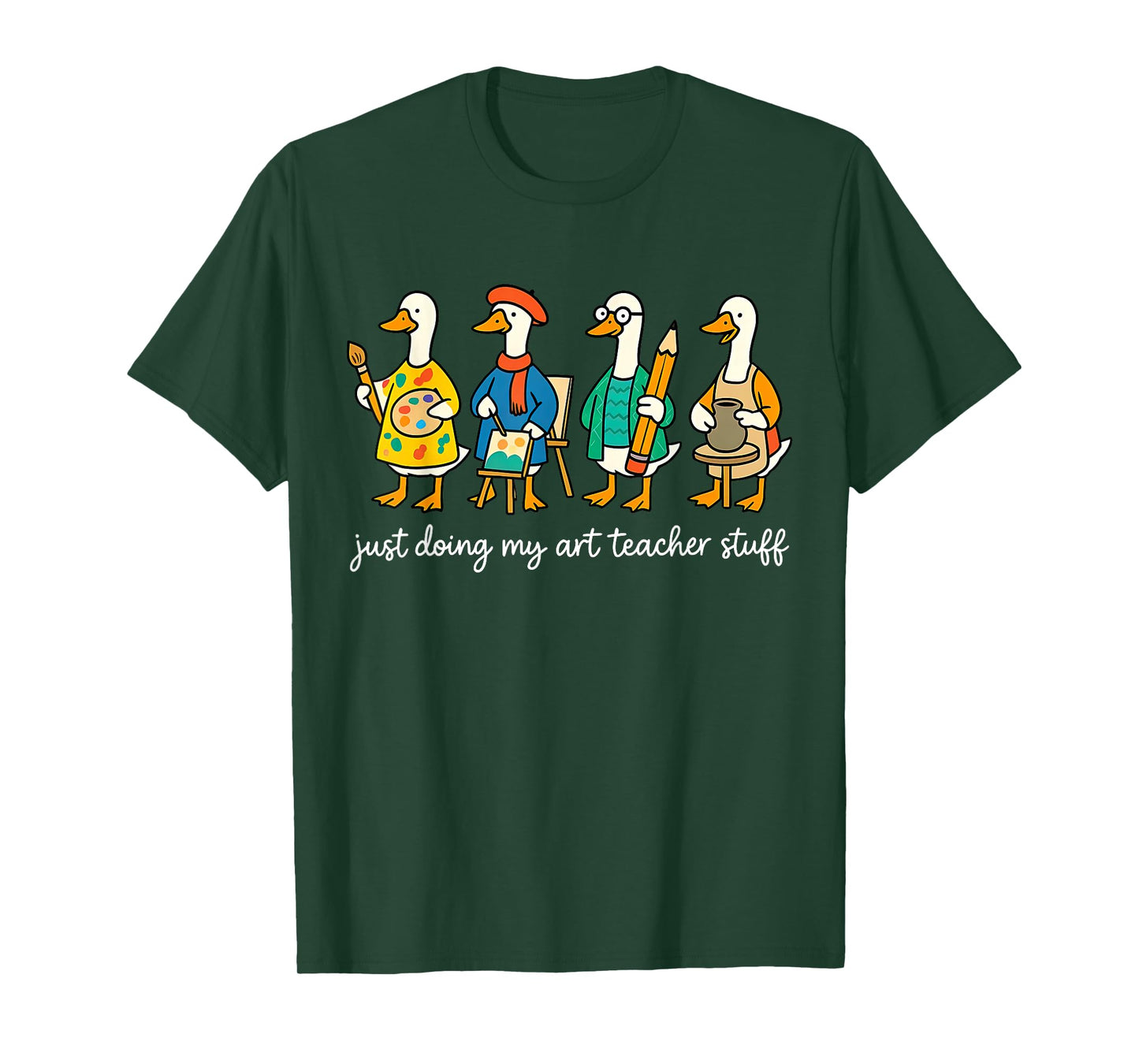 Funny Silly Goose Teaching Art Teacher Painting Drawing Grad T-Shirt