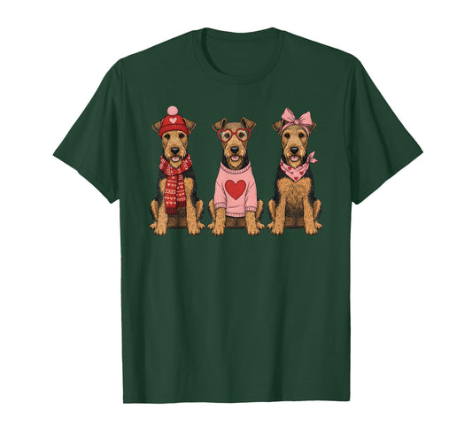 Cute Airedale Terrier Valentine Dog T-Shirt