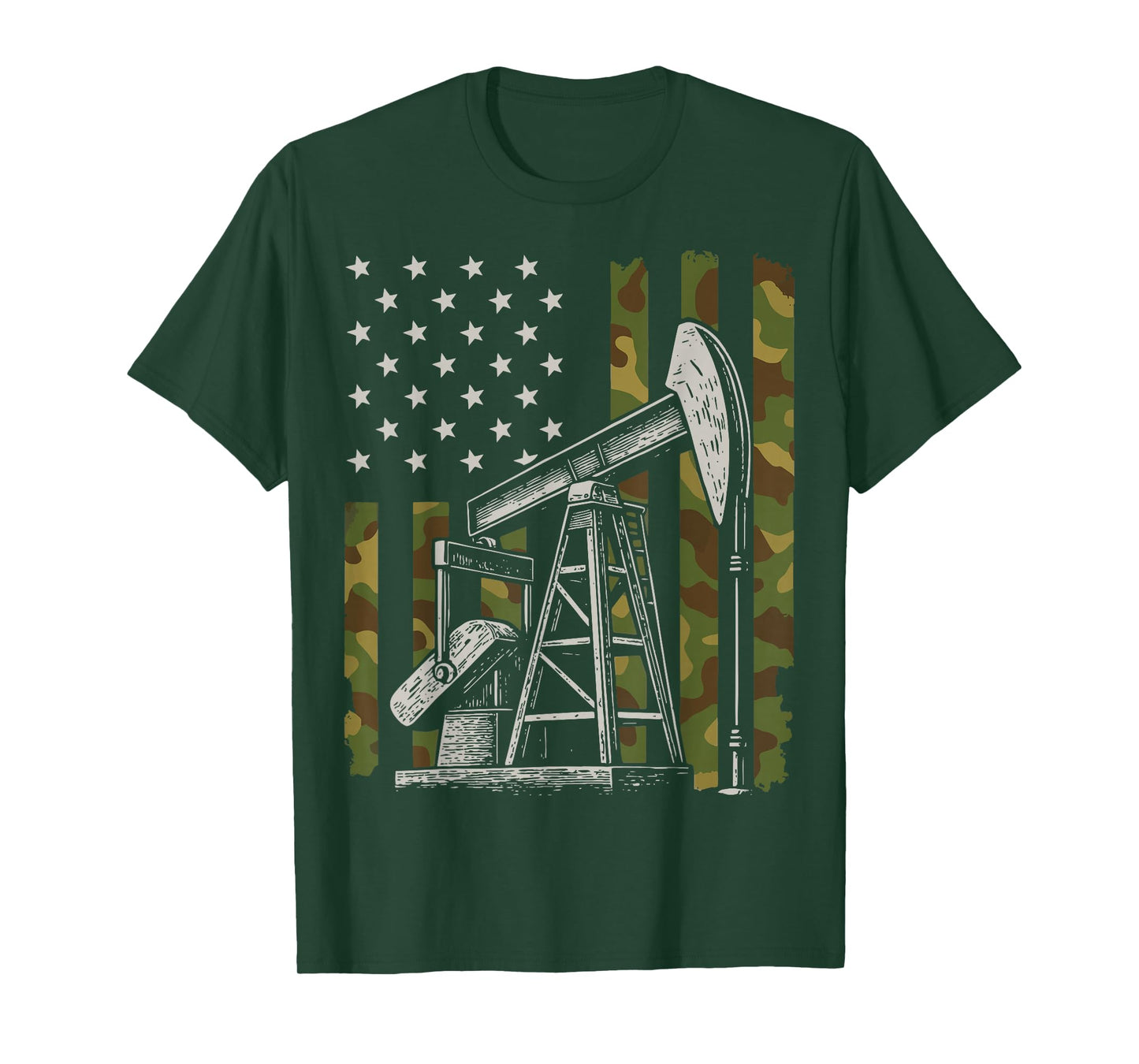 Oil Drilling Machinery US Flag Oilfield Worker T-Shirt
