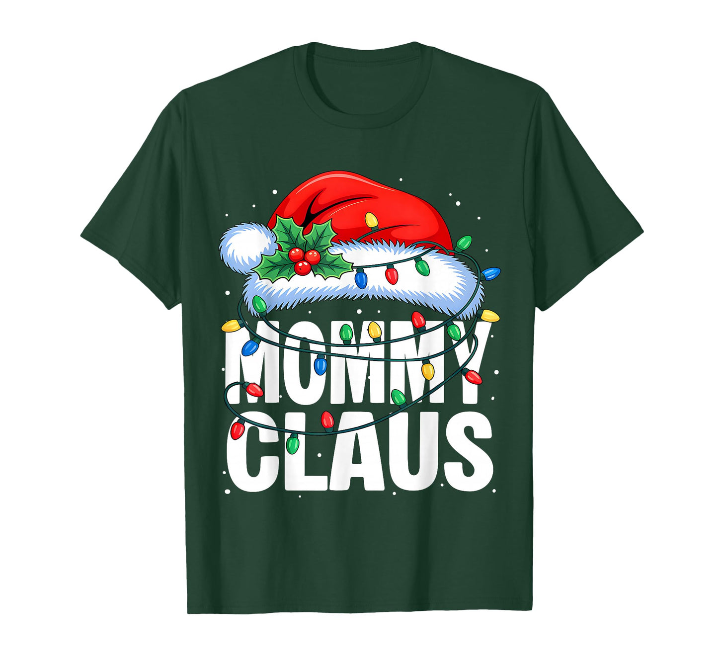 Mommy Claus Christmas Lights Pajama Family Matching Xmas T-Shirt