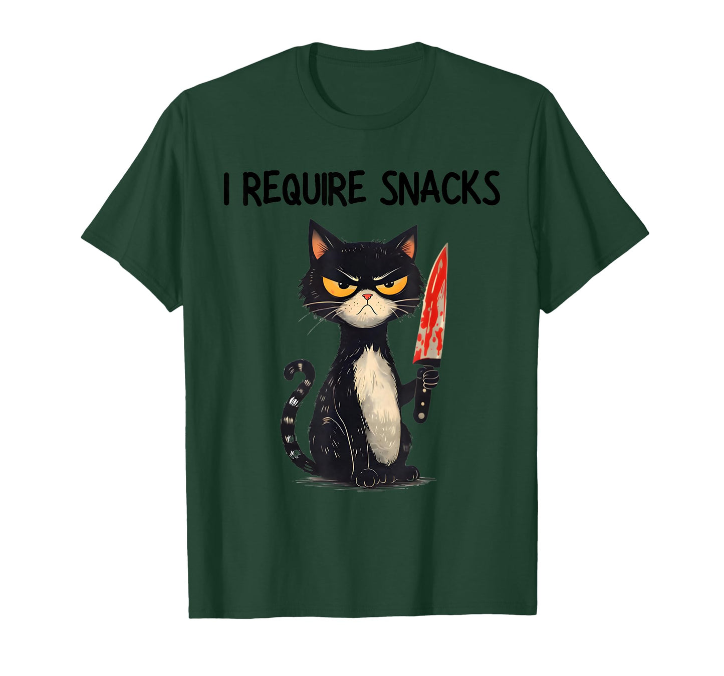 Funny Cat Meme I Require Snacks Design Men Women T-Shirt
