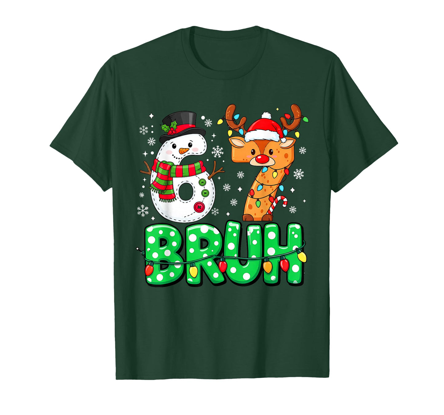 67 Six Seven Funny Snowman Reindeer Bruh 6 7 Meme Boys Girls T-Shirt