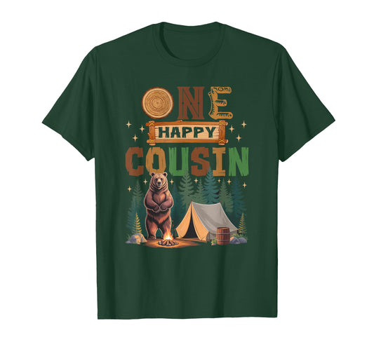 One Happy Cousin Camper 1St Birthday Camping Bear T-Shirt