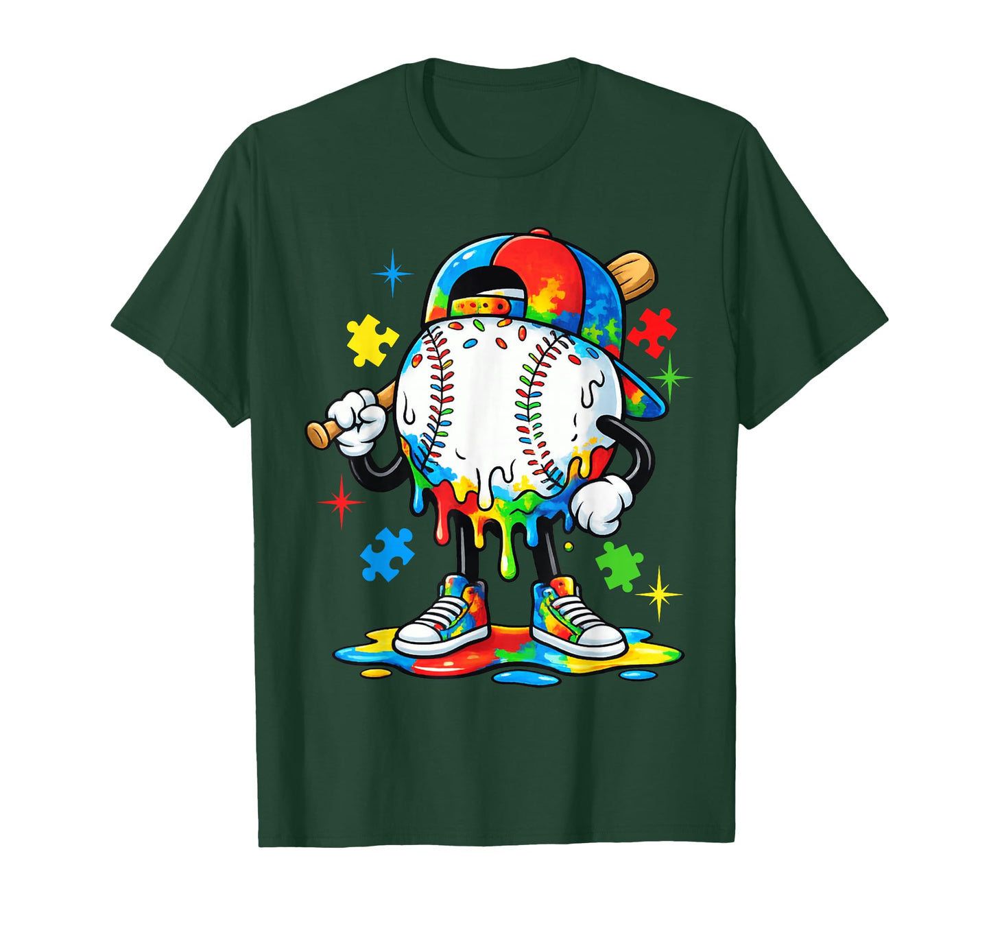 Baseball Drip Icecream Apparel Youth Boy Autism Awareness T-Shirt