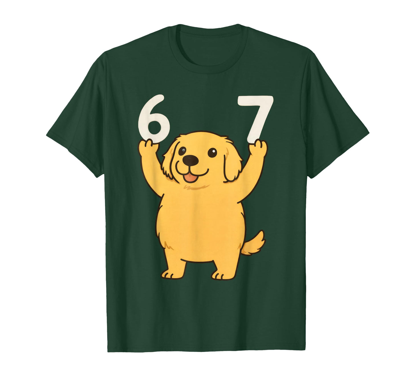 Golden Retriever Dog 67 Meme Six Seven Funny T-Shirt