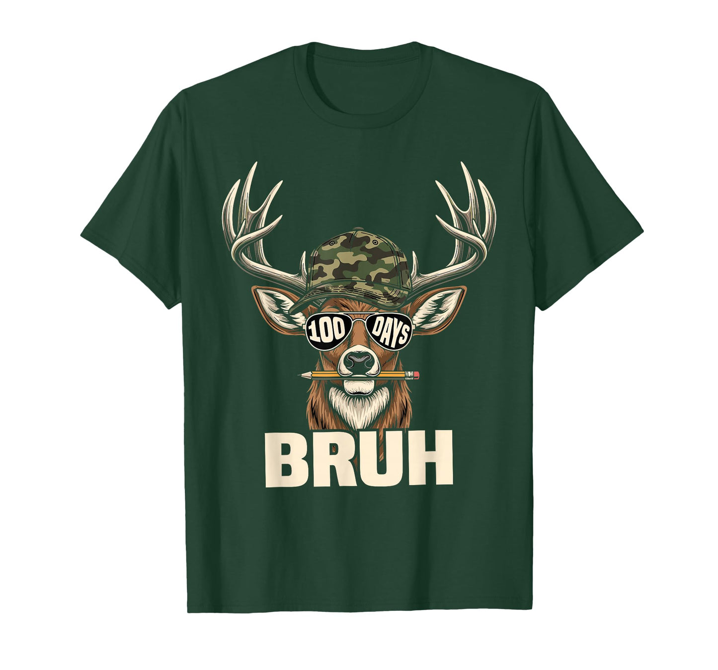 100 Days of School Camo Deer 100th Day of School Boys Teens T-Shirt