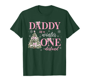 Daddy in a Winter Onederland Birthday Girl Christmas Tree T-Shirt