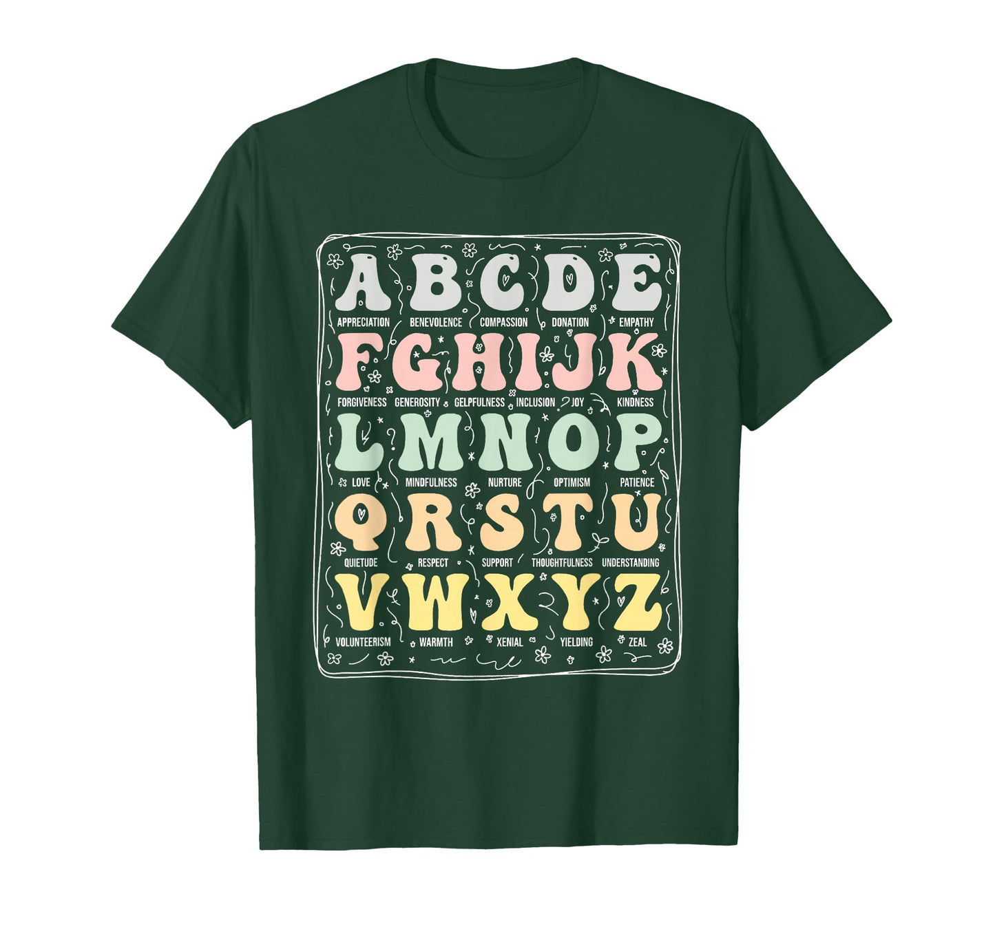 Alphabet of Kindness Positive Traits Kindness Men Women Kids T-Shirt