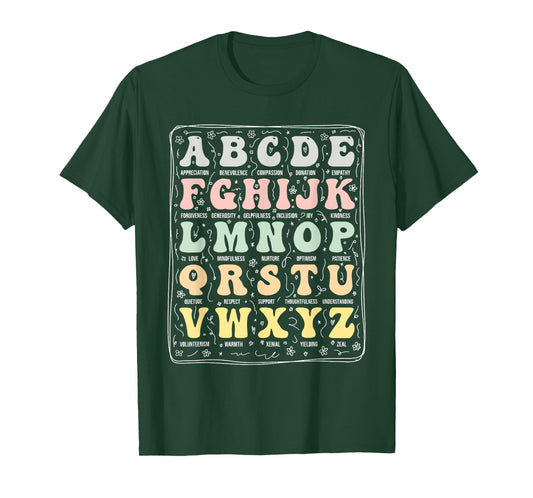 Alphabet of Kindness Positive Traits Kindness Men Women Kids T-Shirt