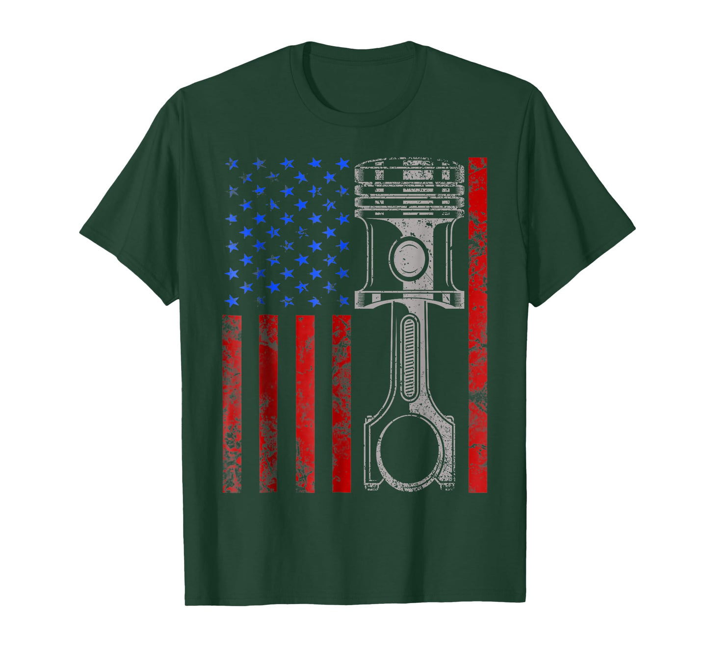 American Flag Piston Muscle Car Patriotic Vintage T-Shirt