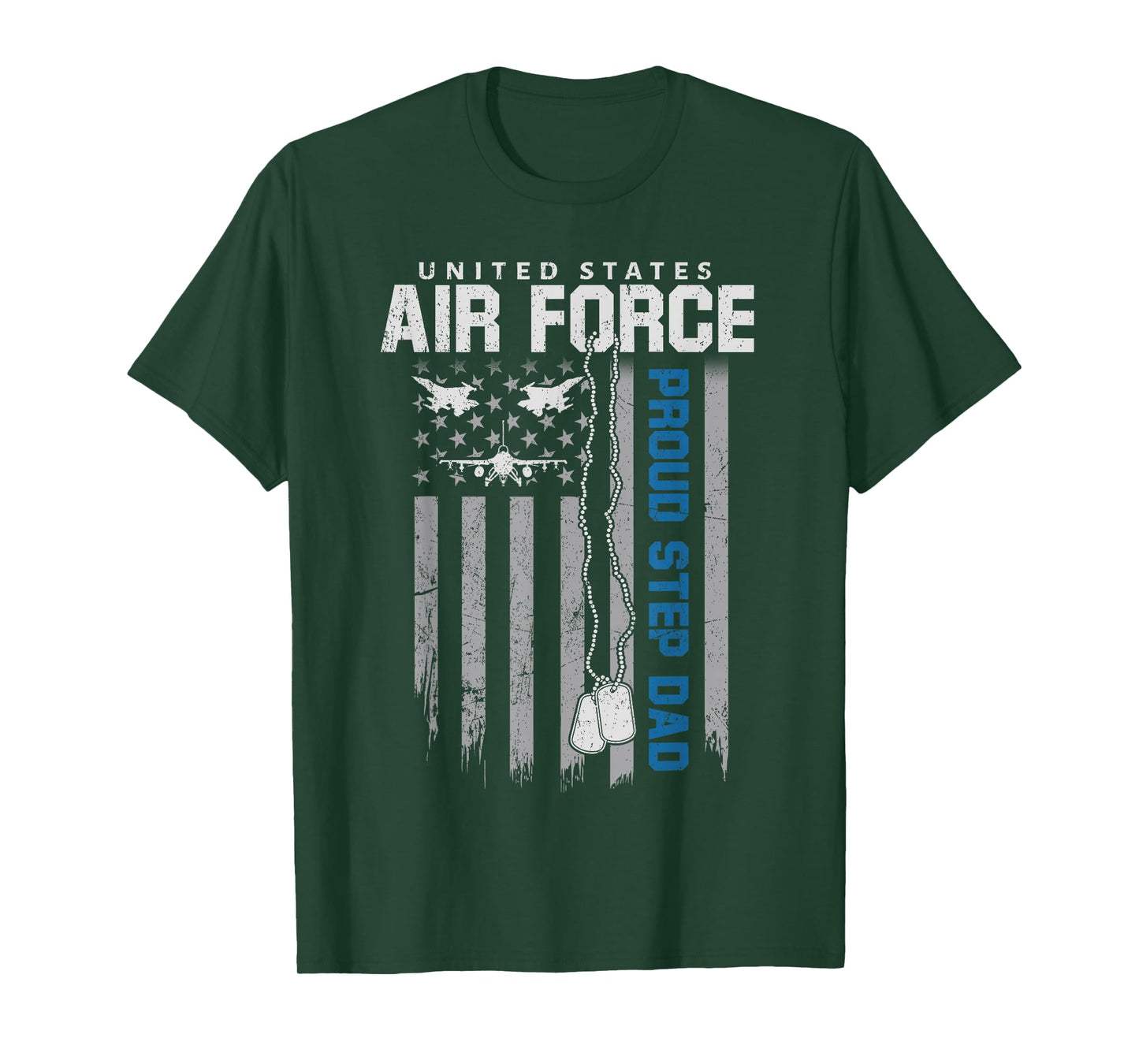 US Air Force Proud Step Dad Flag American Family Matching T-Shirt