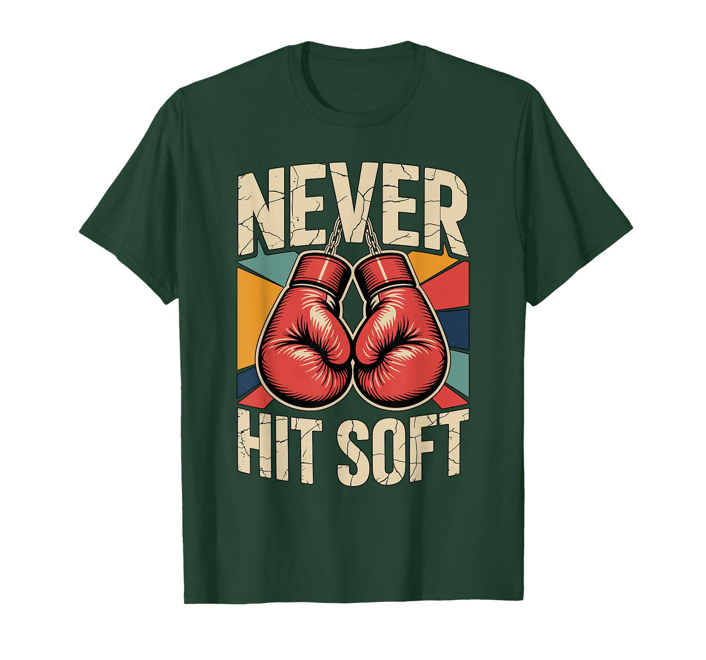 Vintage Boxing Never Hit Soft Kickboxing Boxer Training T-Shirt