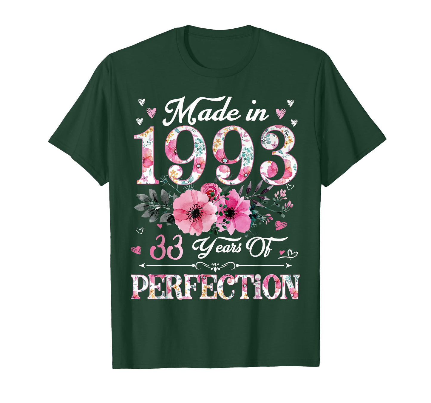 33 Year Old in 1993 Floral 33th Birthday Gifts for Women T-Shirt