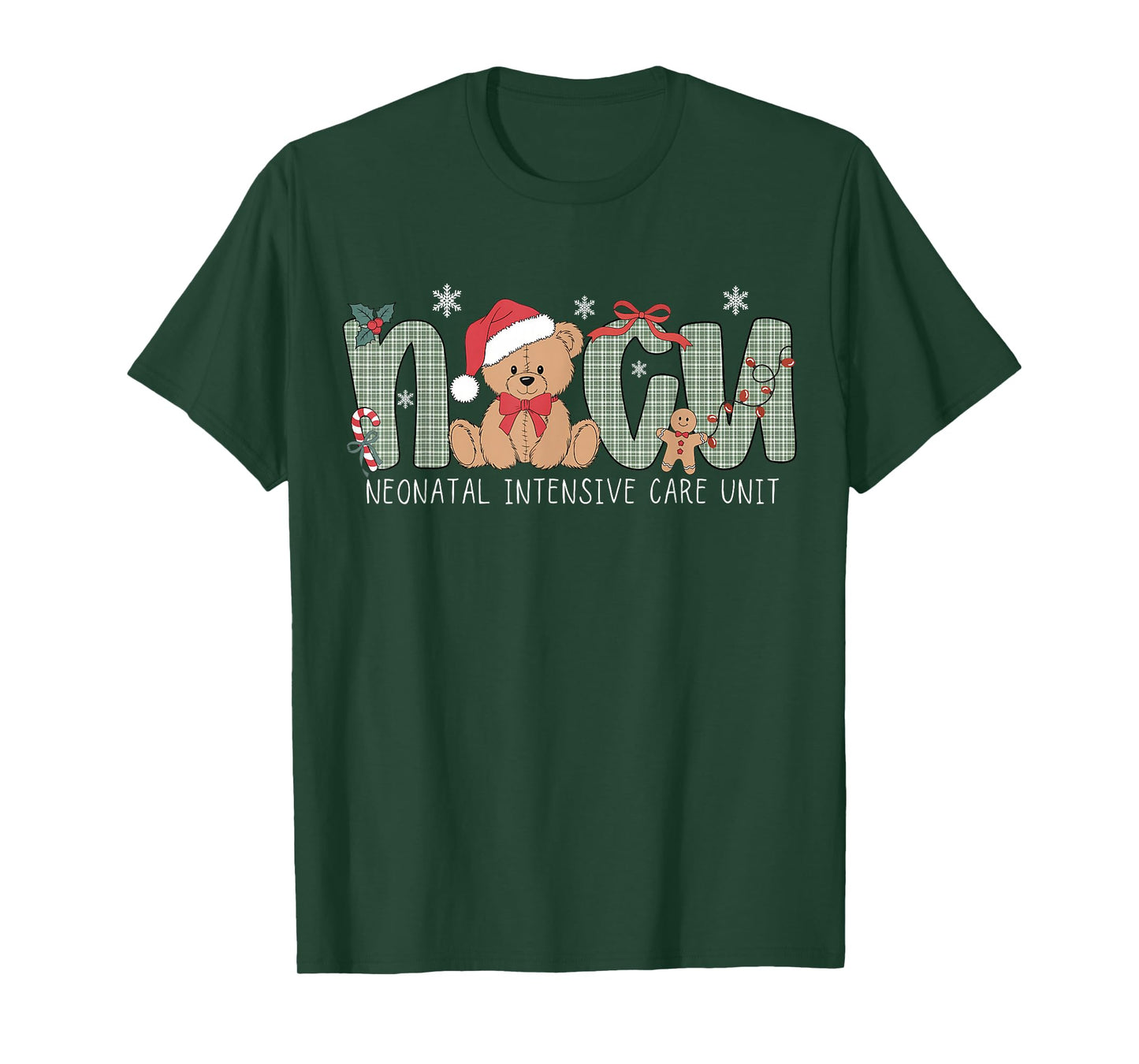 NICU Nurse Xmas Cute Bear Neonatal Intensive Care Unit Women T-Shirt