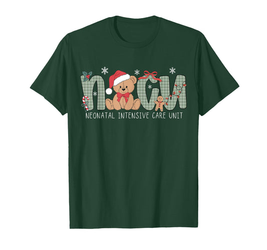NICU Nurse Xmas Cute Bear Neonatal Intensive Care Unit Women T-Shirt