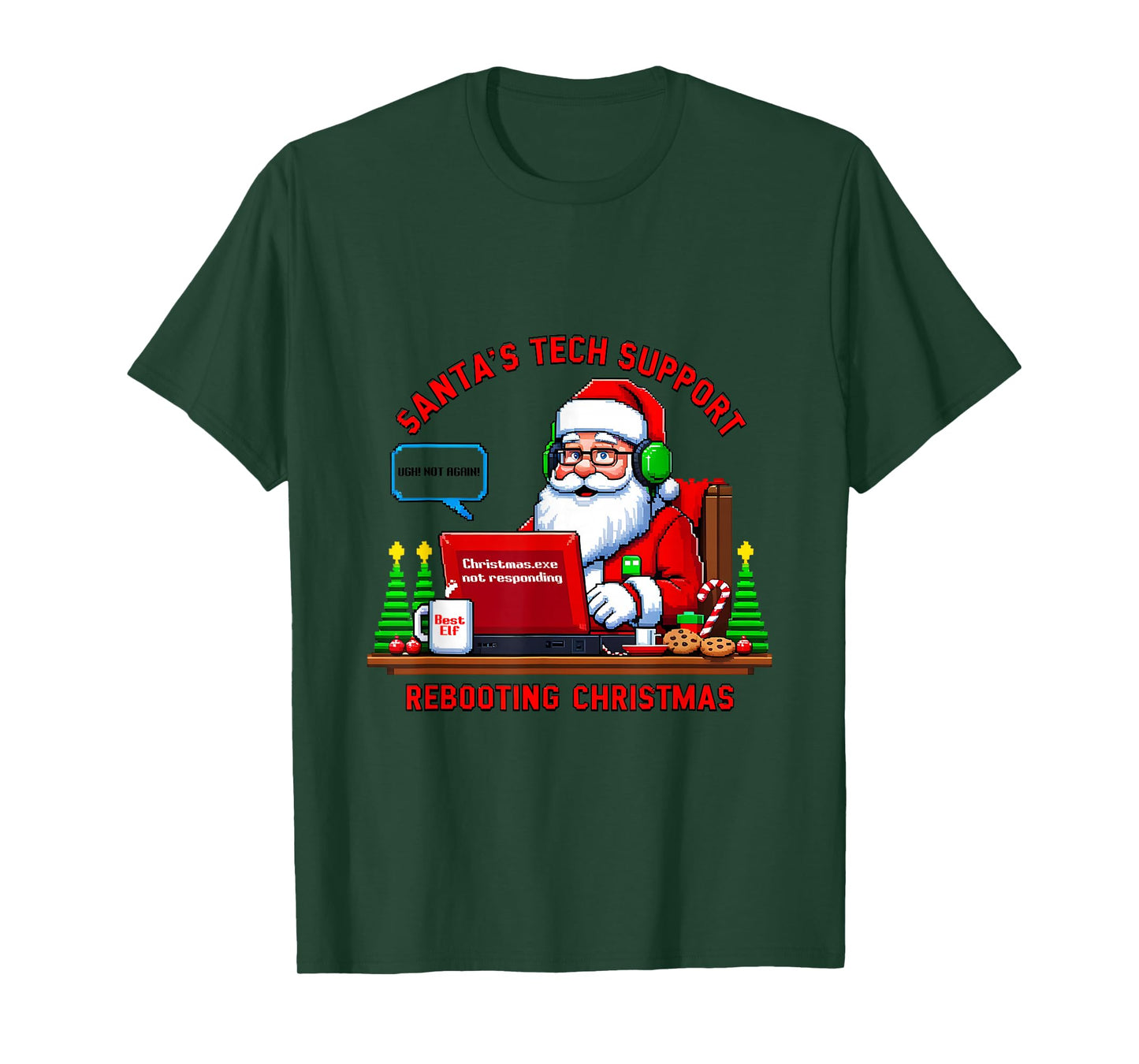 Computer Meme Funny Santa's Tech Support Rebooting Christmas T-Shirt