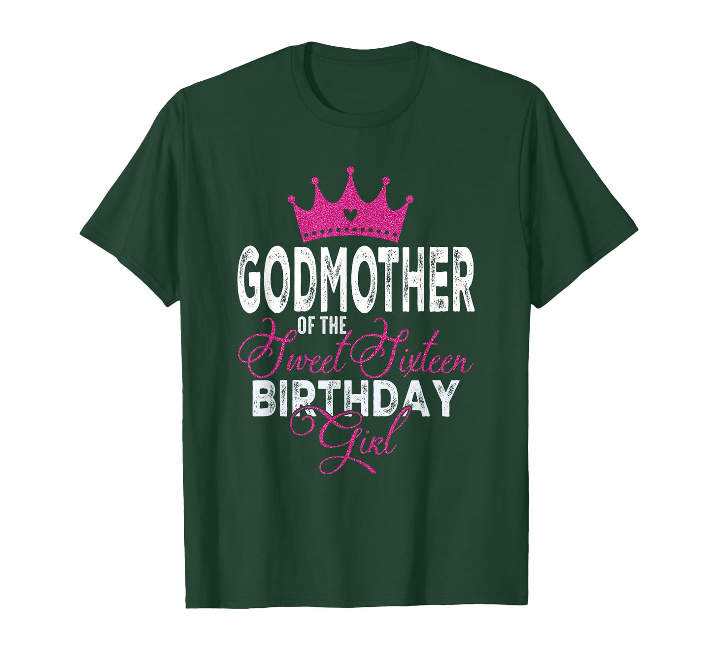 Godmother of The Sweet Sixteen Bday Girl 16th Pink Crown T-Shirt