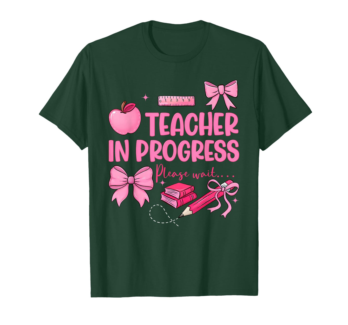 Women Teacher in Progress Cute Coquette Bow Future Teacher T-Shirt