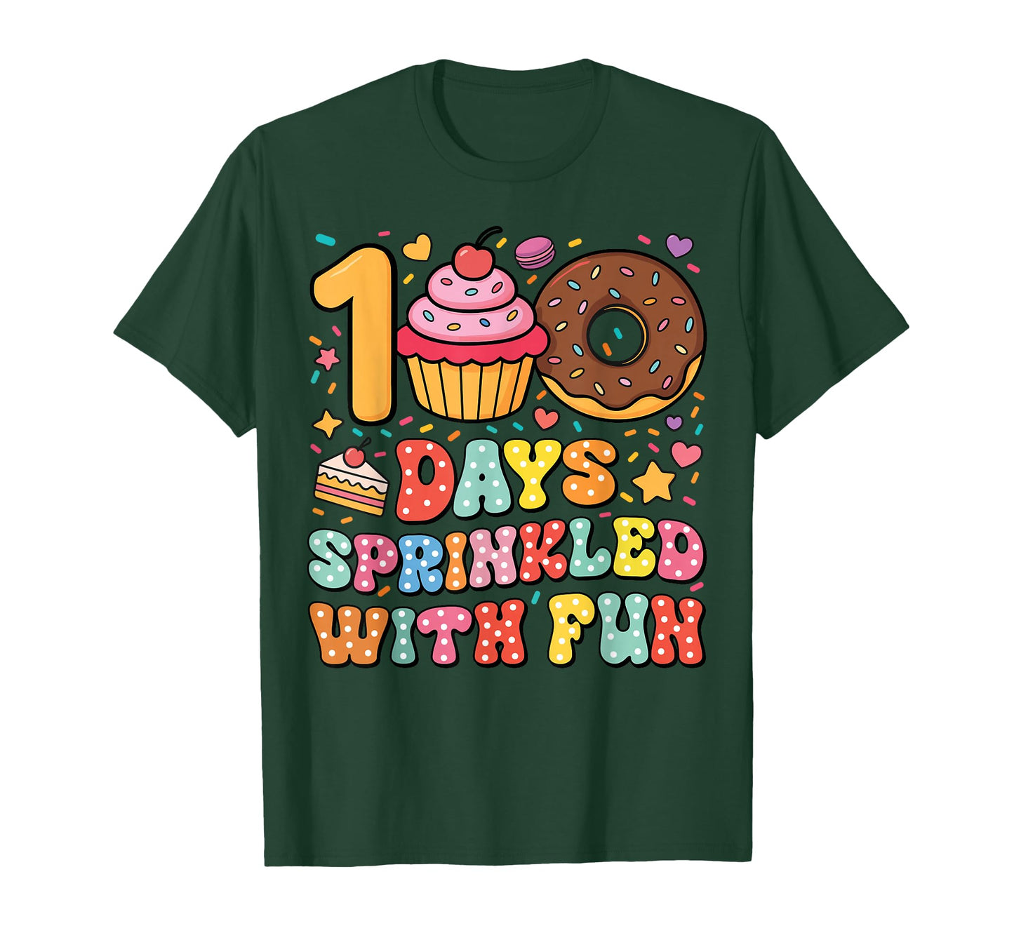 100 Days Sprinkled with Fun Cupcake Donut Teacher Baking T-Shirt