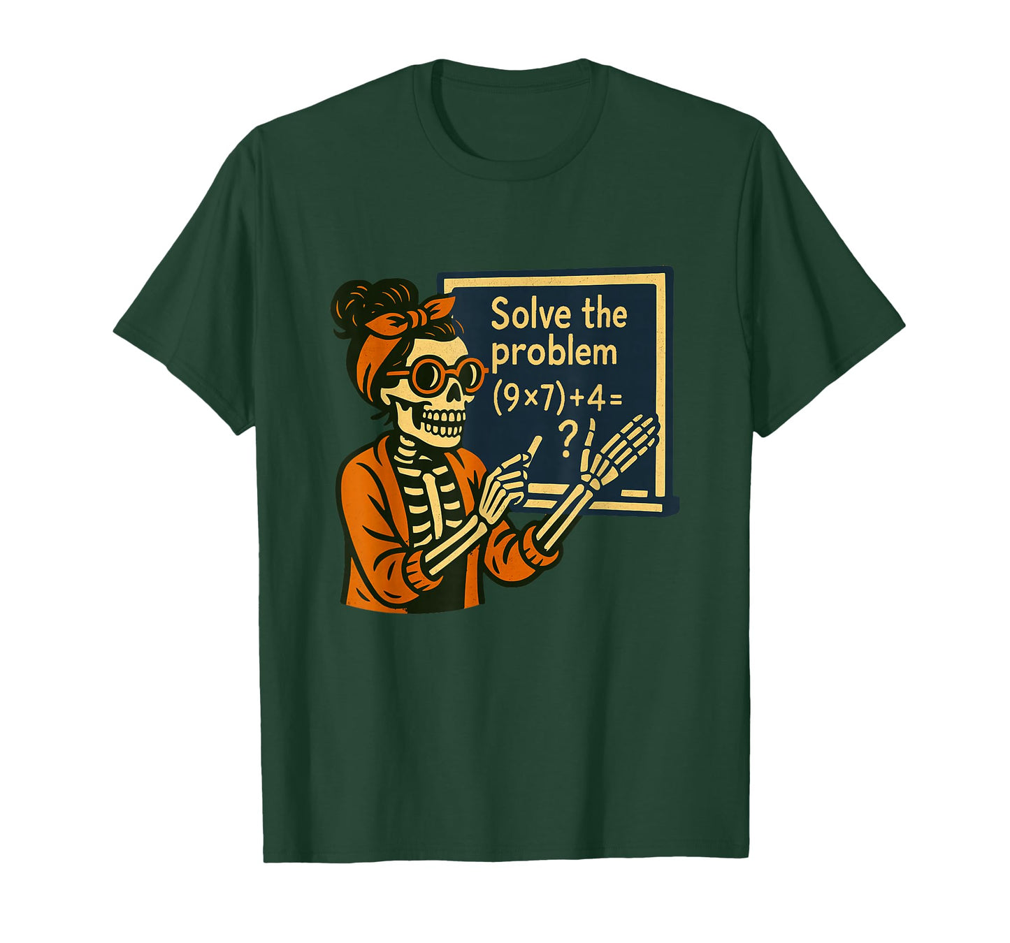 Solve The Problem 9x7+4 67 Meme Six Seven Skeleton Teacher T-Shirt
