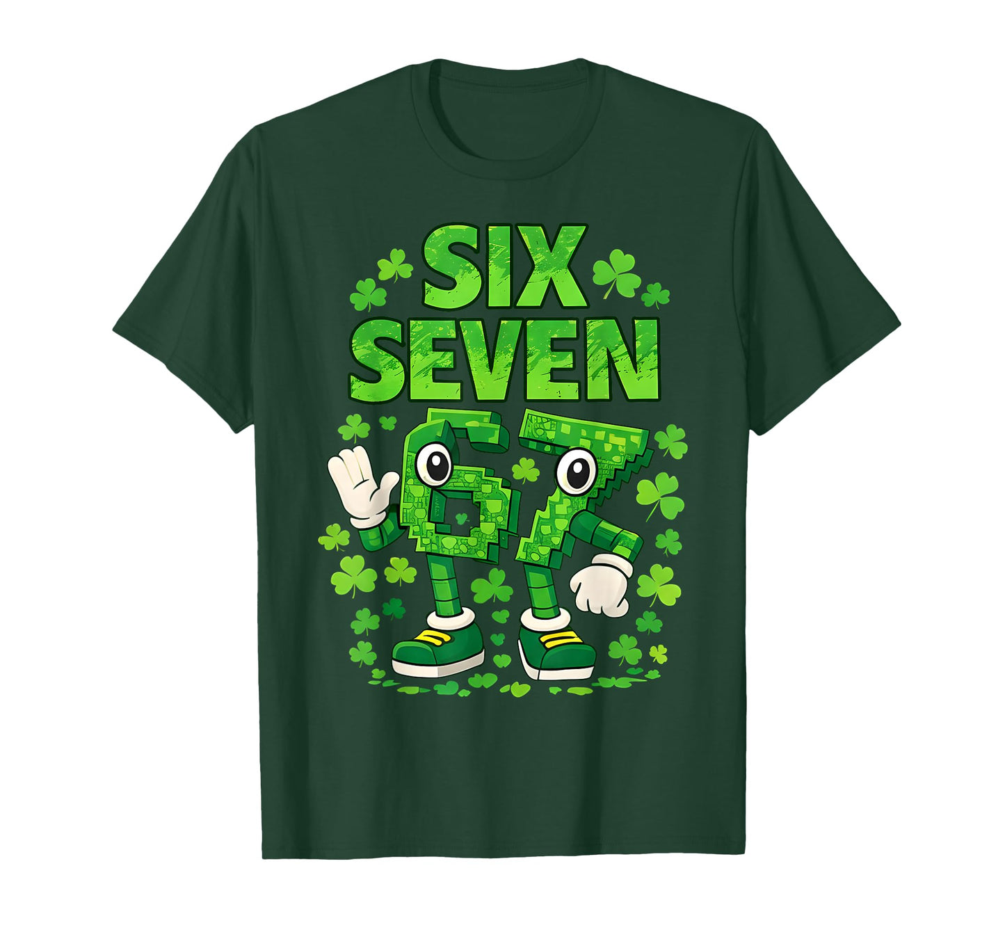 Six Seven 67 Brainrot St Patricks Day Lucky Gift for Boy Kid T-Shirt