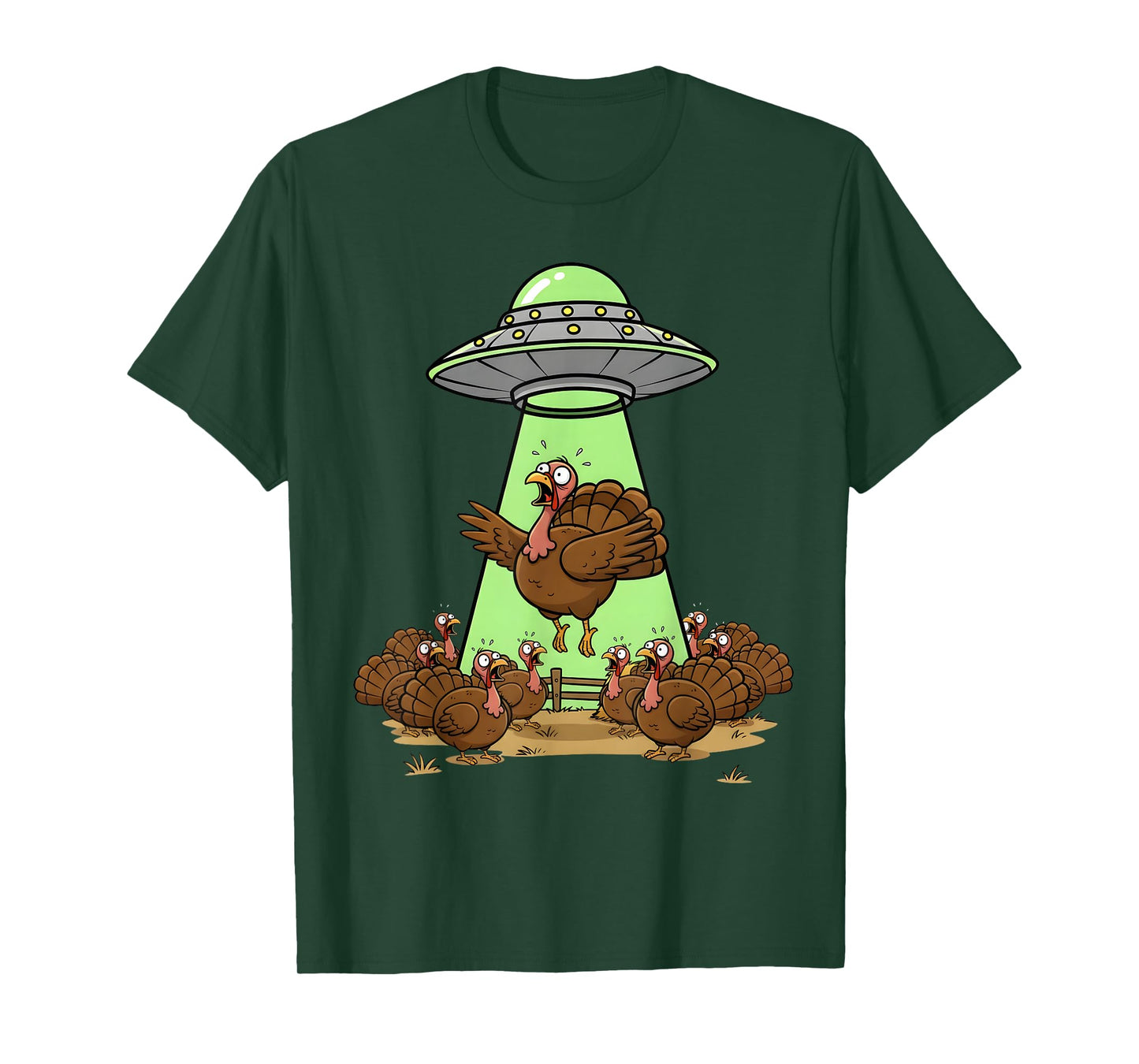 Alien UFO Turkey Abduction Funny Thanksgiving Holiday Humor T-Shirt