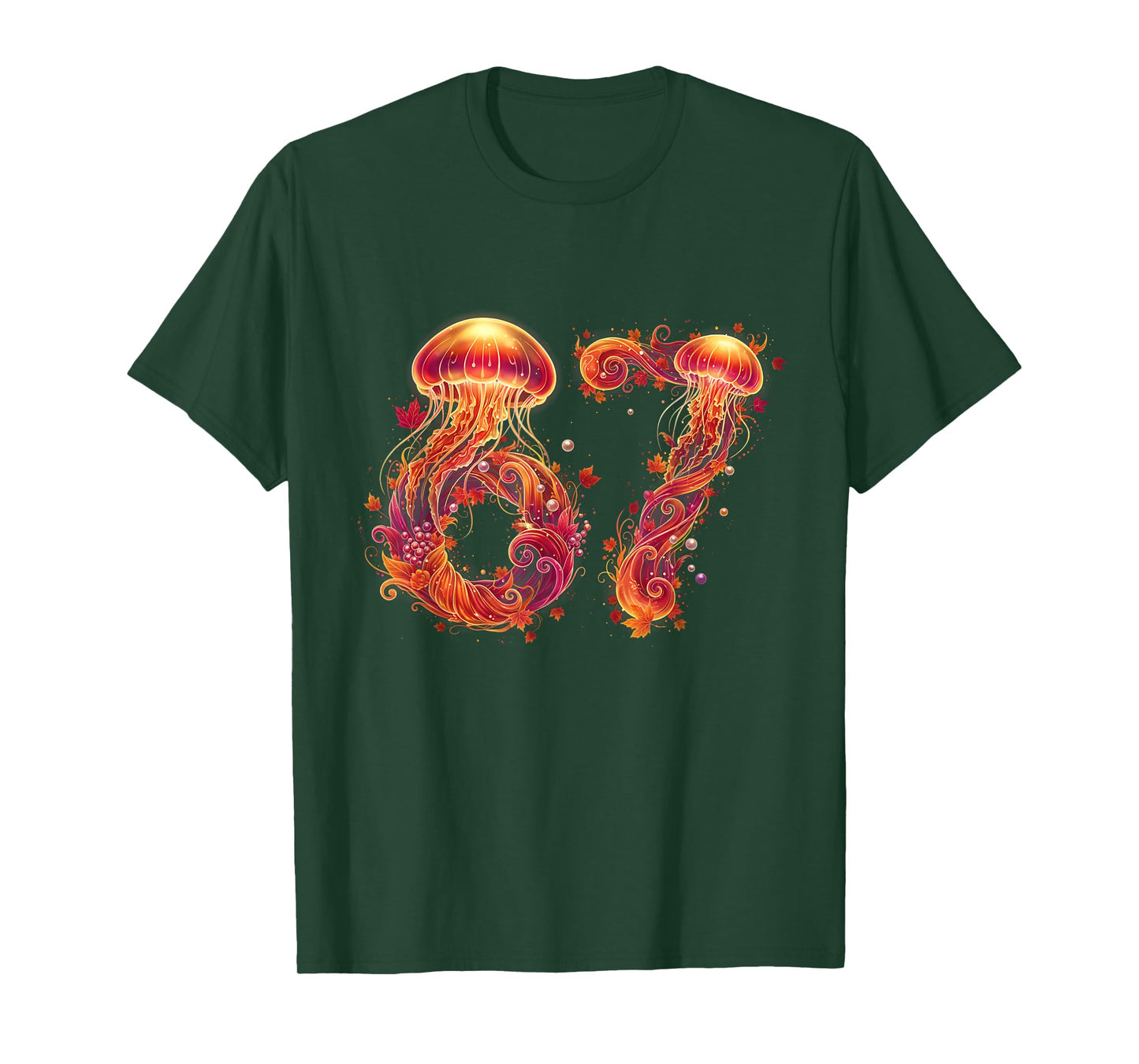 67 Meme Six Seven 6 7 Retro Jellyfish Sea Ocean Thanksgiving T-Shirt
