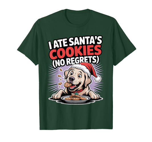 I Ate Santas Cookies Xmas Puppy Funny Christmas Labrador T-Shirt